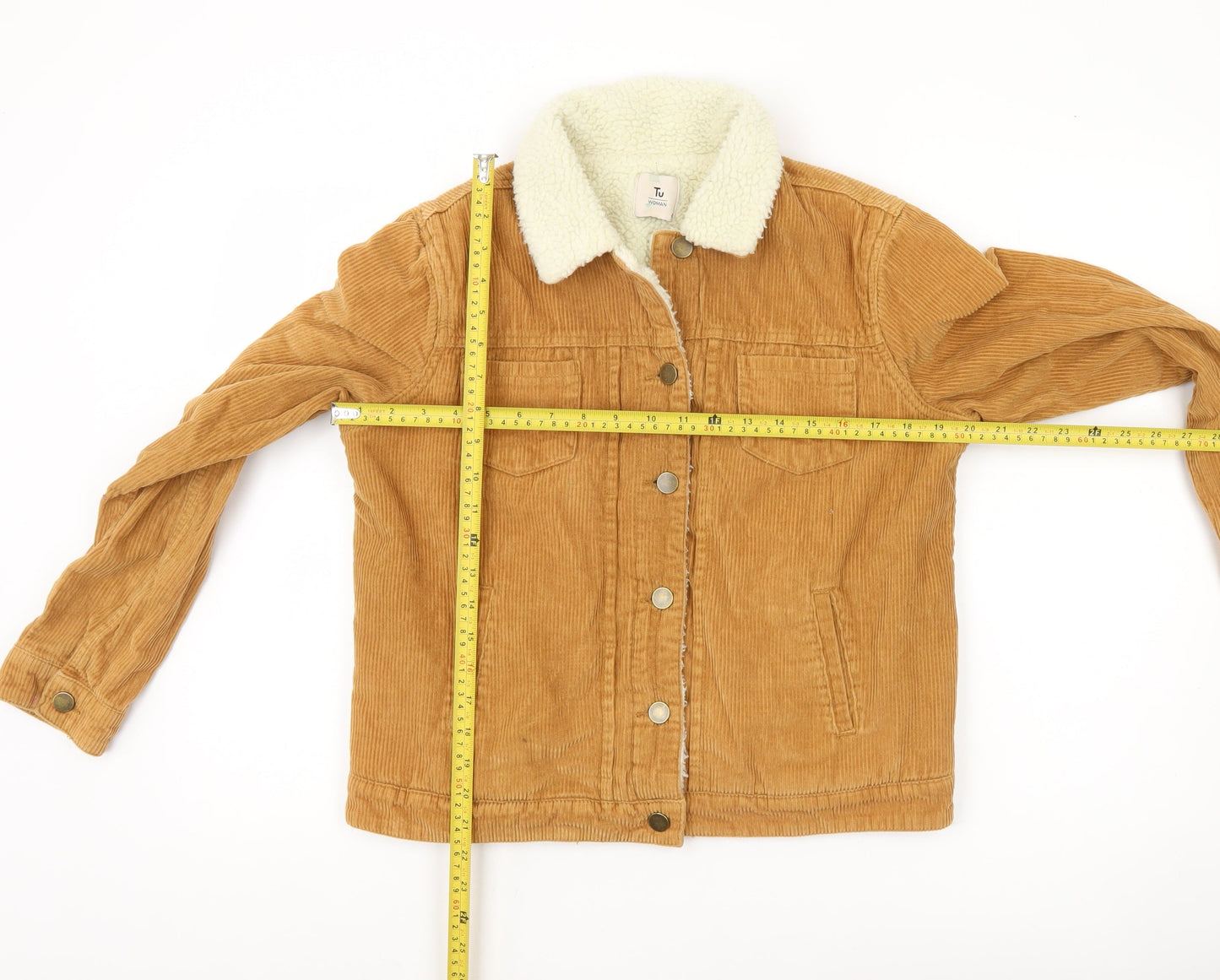 Tu Women Brown Corduroy Sherpa Lined Jacket Size 8