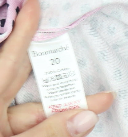 Bonmarché Women’s Pink Polka Dot Cotton T-Shirt Size 20
