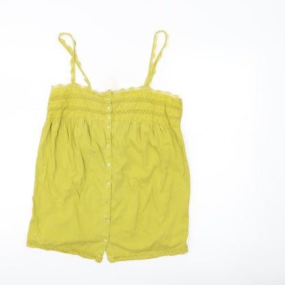 Next Womens Yellow Cotton Camisole Tank Top UK 12 Sleeveless