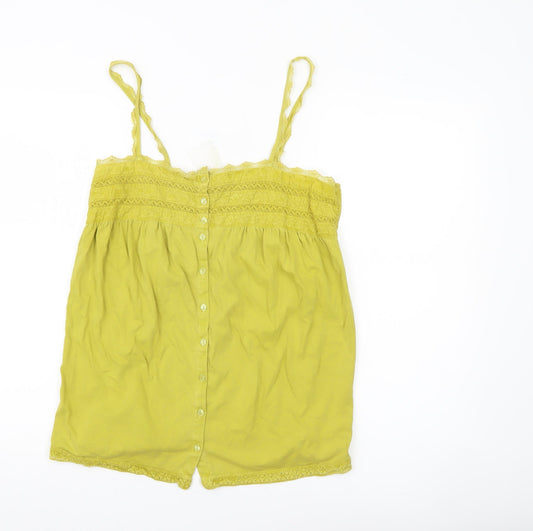 Next Womens Yellow Cotton Camisole Tank Top UK 12 Sleeveless