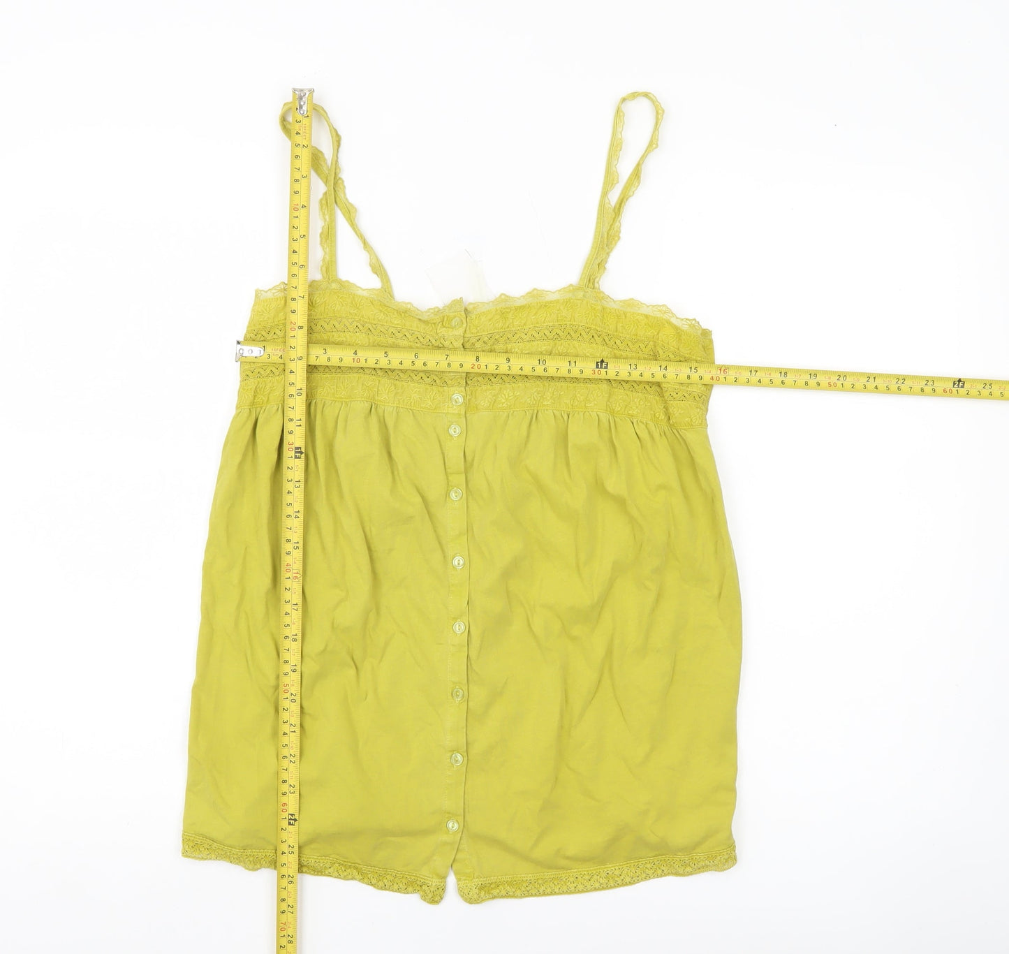 Next Womens Yellow Cotton Camisole Tank Top UK 12 Sleeveless
