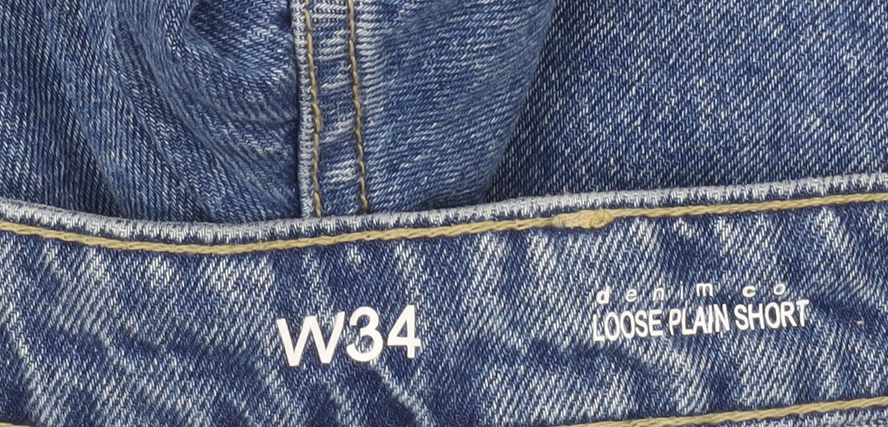 Denim Co Men’s Blue Denim Loose Fit Shorts W34 Casual Summer