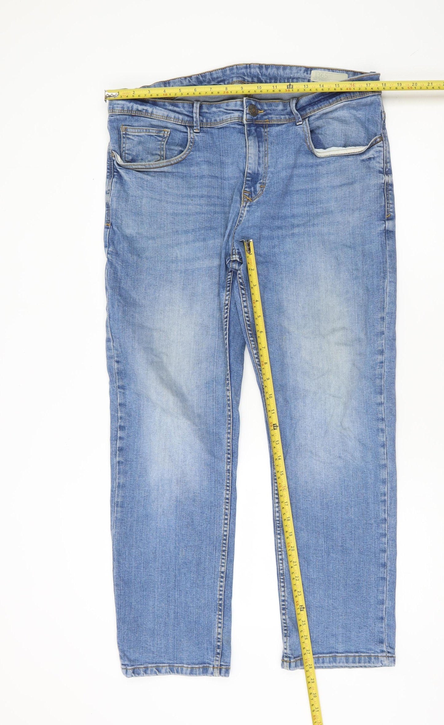 Denim 365 Men’s Blue Straight Leg Jeans Size 36S Regular Fit