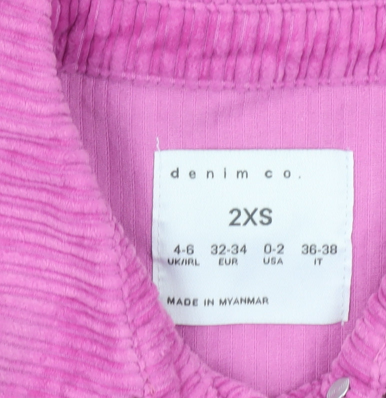 Womens UK Size 2XS Denim Co. Pink Basic Jacket
