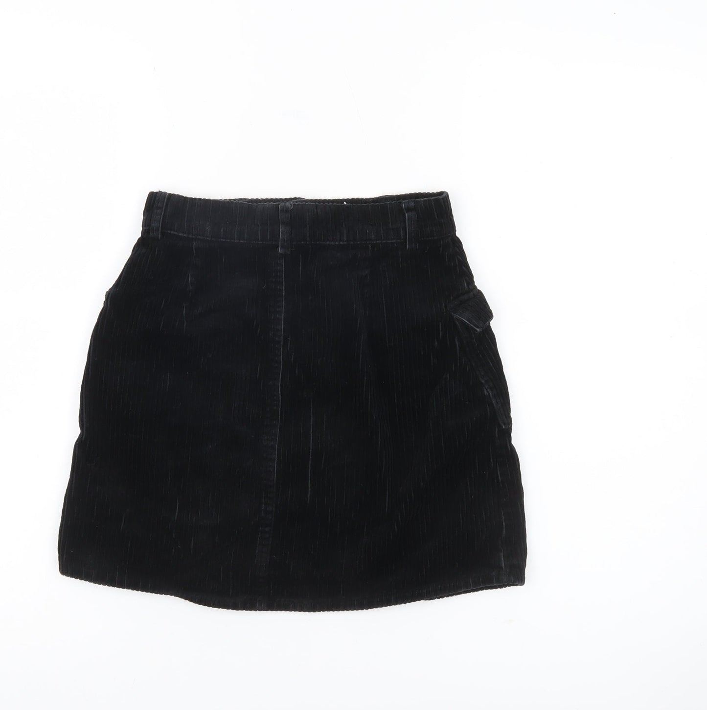 Primark Women’s Black Corduroy Mini Skirt Size 4 with Buttons