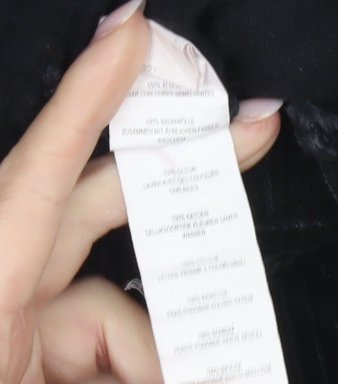 Primark Women’s Black Corduroy Mini Skirt Size 4 with Buttons