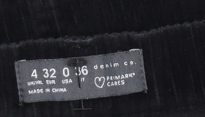 Primark Women’s Black Corduroy Mini Skirt Size 4 with Buttons