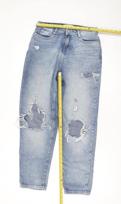Urban Bliss Womens Blue Distressed Mom Jeans Size 8 High Rise