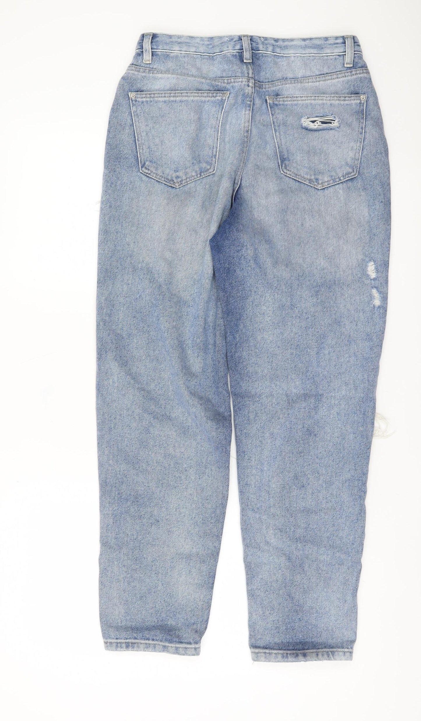Urban Bliss Womens Blue Distressed Mom Jeans Size 8 High Rise