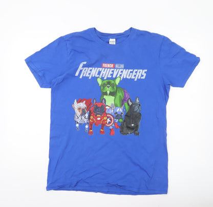 Mens UK Size L Gildan Blue  T-Shirt