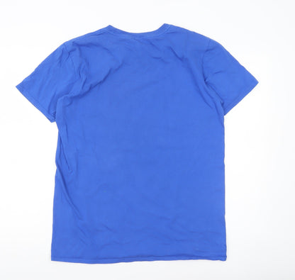 Mens UK Size L Gildan Blue  T-Shirt