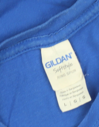 Mens UK Size L Gildan Blue  T-Shirt