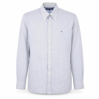 Tommy Hilfiger Men's White Check Long Sleeve Button-Up Shirt L