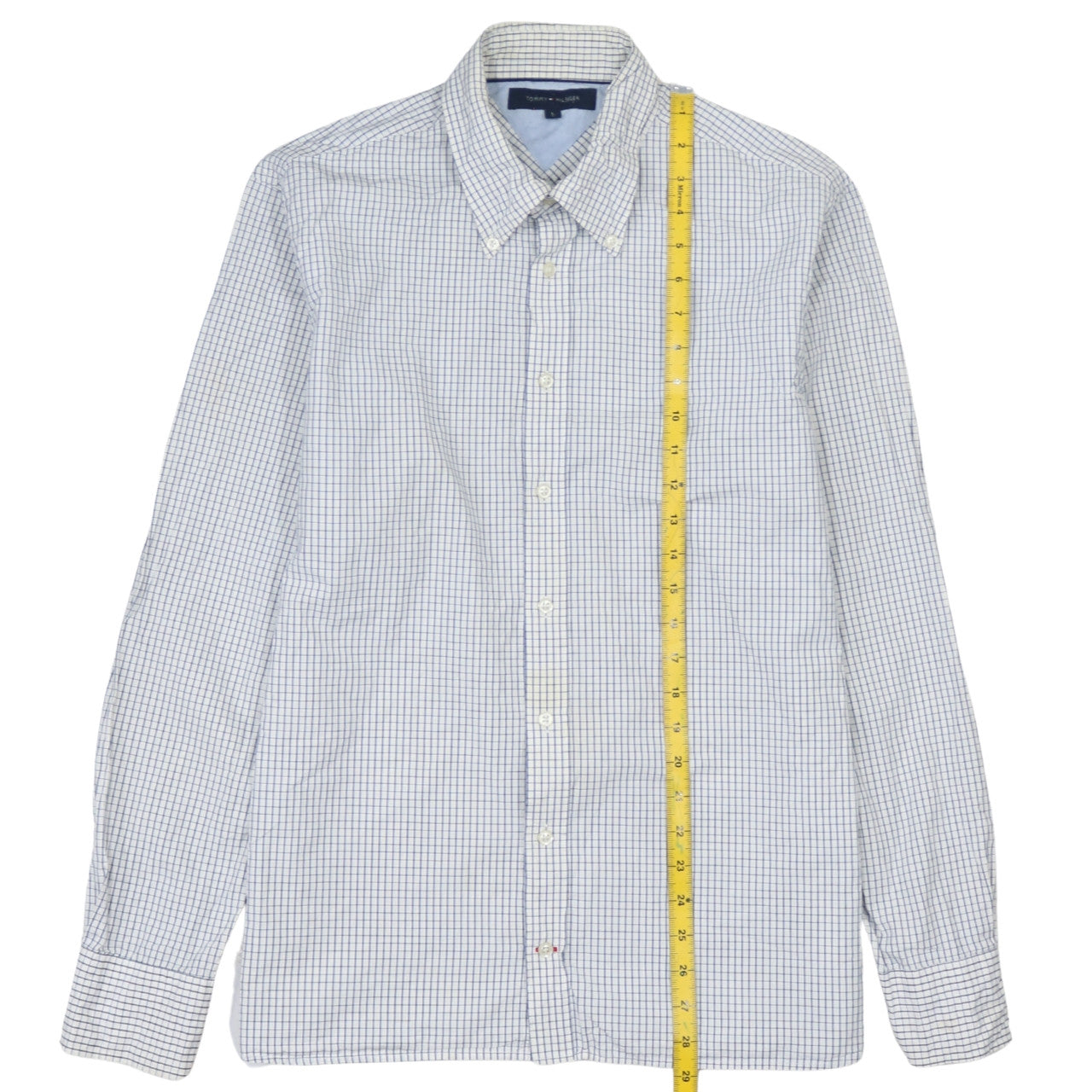 Tommy Hilfiger Men's White Check Long Sleeve Button-Up Shirt L