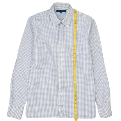 Tommy Hilfiger Men's White Check Long Sleeve Button-Up Shirt L