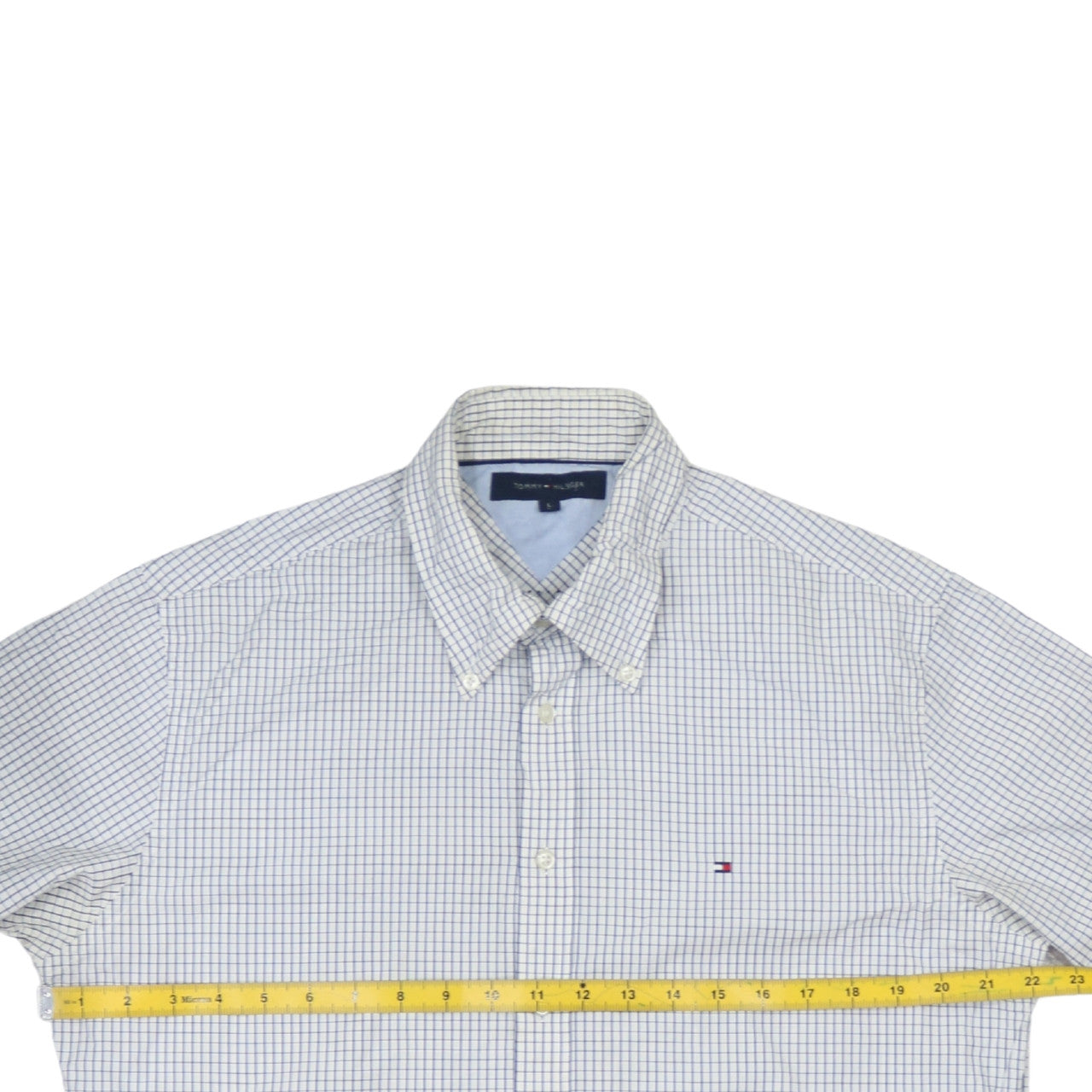 Tommy Hilfiger Men's White Check Long Sleeve Button-Up Shirt L