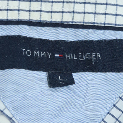 Tommy Hilfiger Men's White Check Long Sleeve Button-Up Shirt L