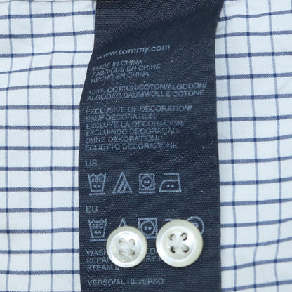 Tommy Hilfiger Men's White Check Long Sleeve Button-Up Shirt L