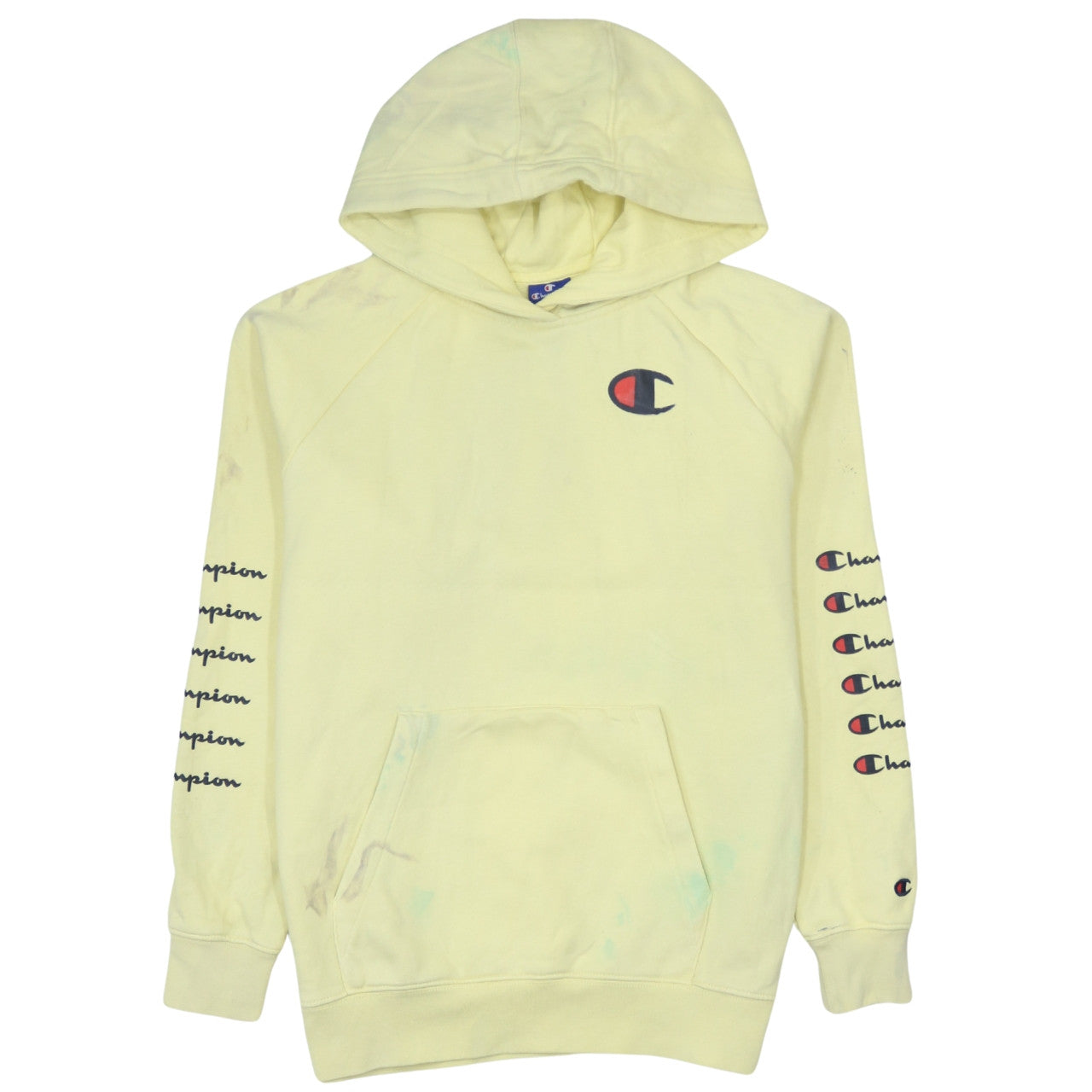 Mens UK Size S Champion Yellow Pullover Hoodie
