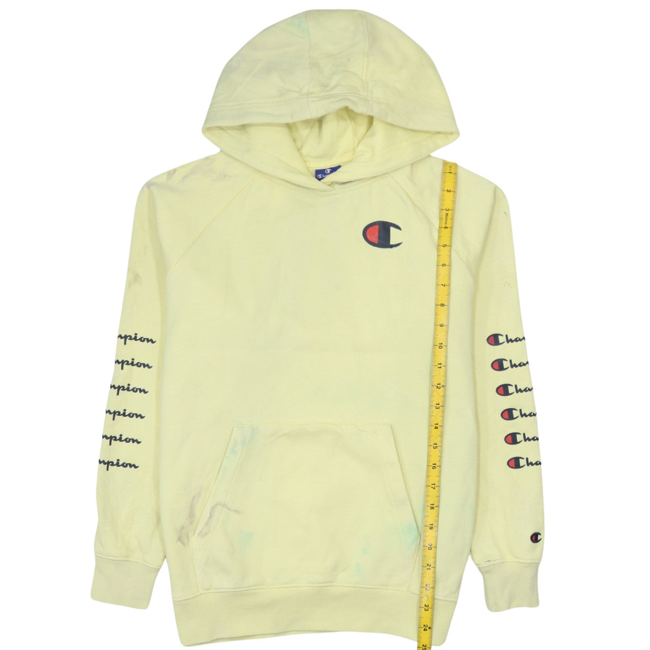 Mens UK Size S Champion Yellow Pullover Hoodie