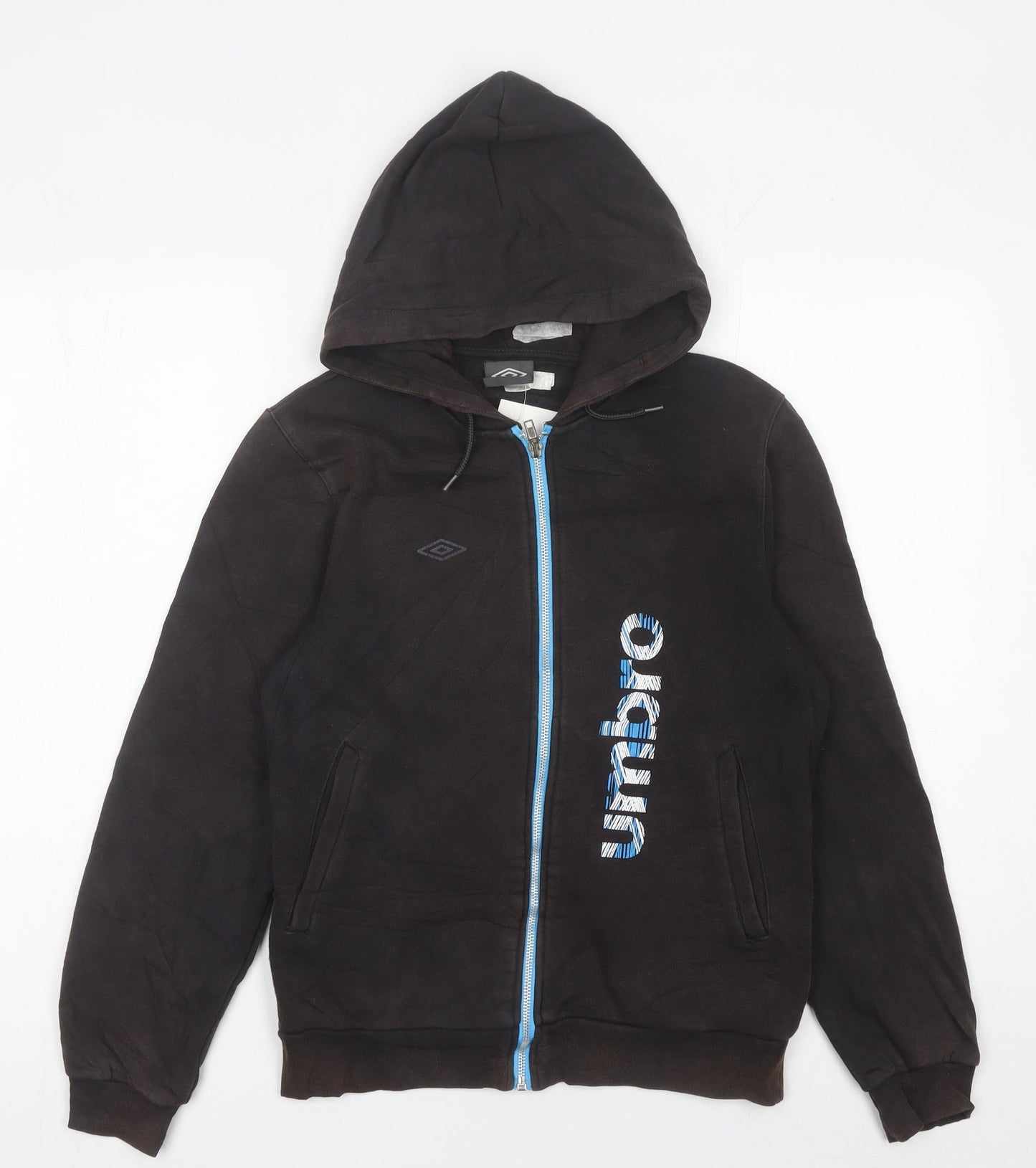 Umbro Boys Black Full Zip Hoodie 14-15 Years Logo Sports Casual