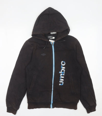 Umbro Boys Black Full Zip Hoodie 14-15 Years Logo Sports Casual