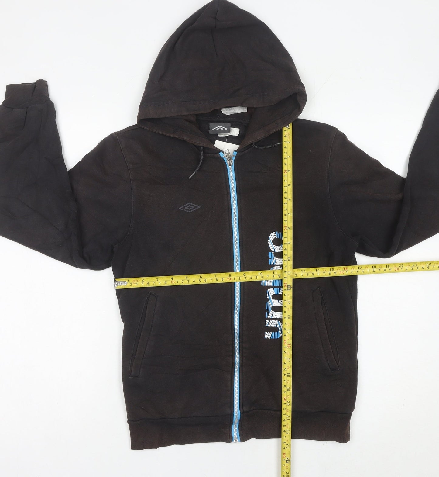 Umbro Boys Black Full Zip Hoodie 14-15 Years Logo Sports Casual
