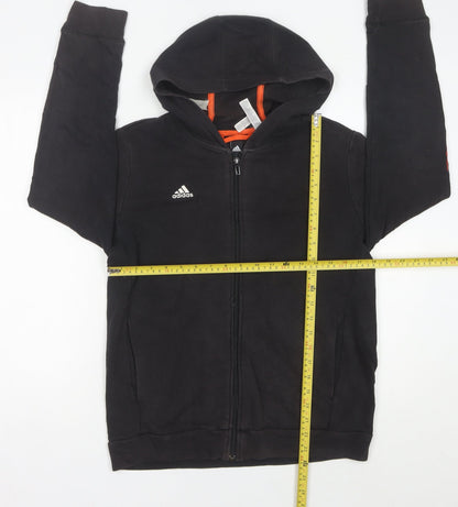 Adidas Boys Black Full Zip Hoodie 13-14 Years Sports Logo Hoodie