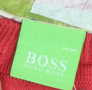 Hugo Boss Mens Red Wool Pullover Jumper 2XL Crew Neck Classic Knitwear