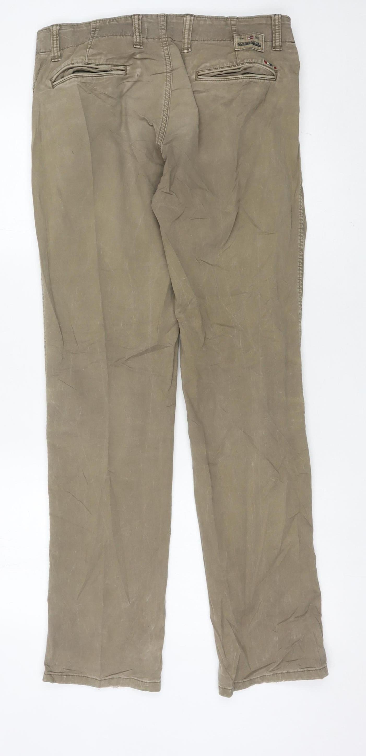 Napapijri Mens Beige Chino Trousers 30W 30L Cotton Casual