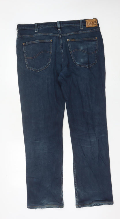 Lee Men’s Blue Brooklyn Straight Jeans W38 L32 Denim Regular Fit