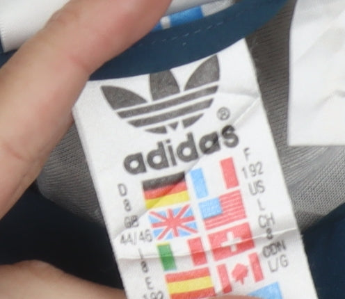 Adidas Men’s Blue L 44"-46" Retro 90s Full Zip Sports Jacket With Logo