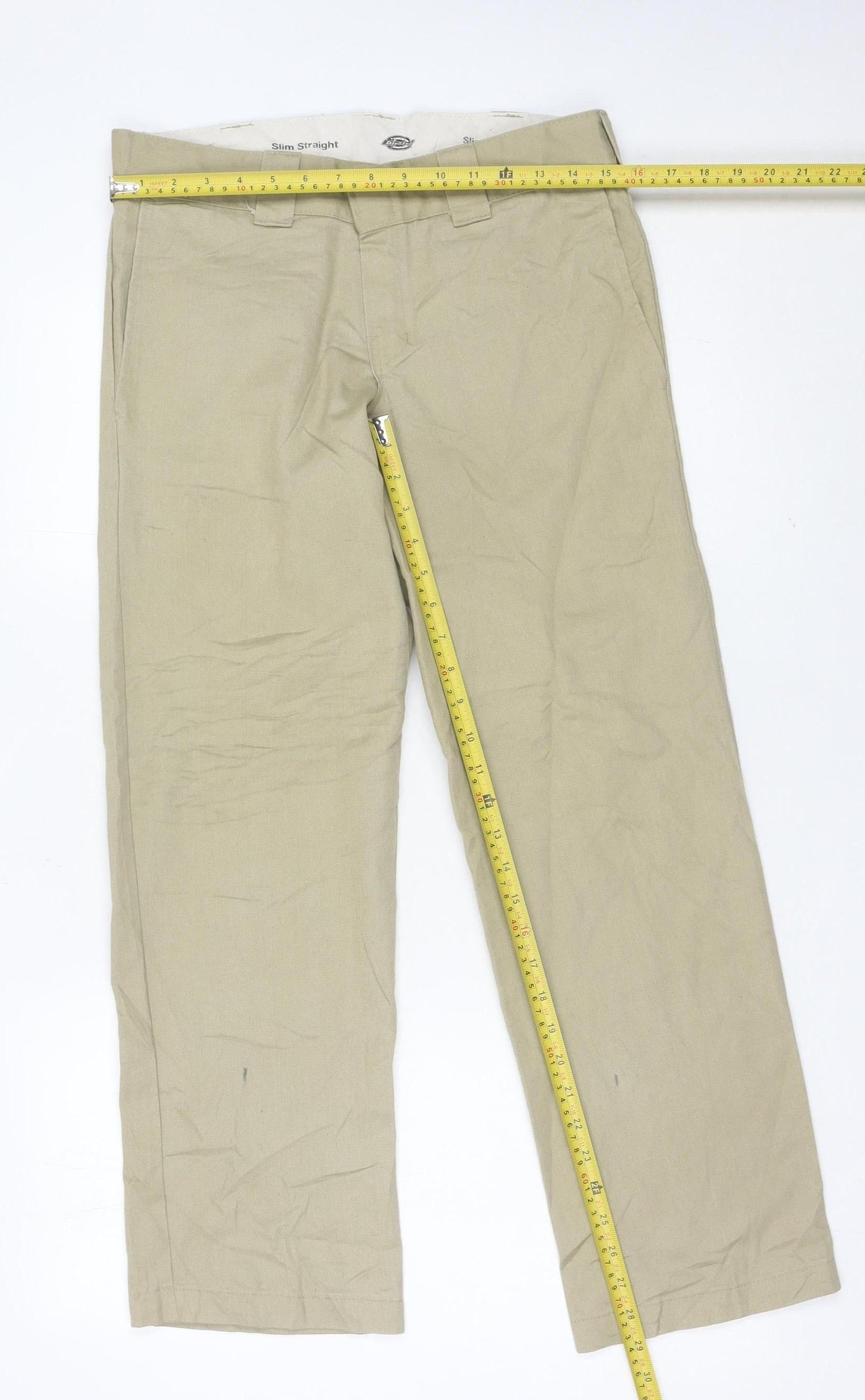 Dickies Mens Beige Slim Straight Chino Trousers 30W 30L Workwear