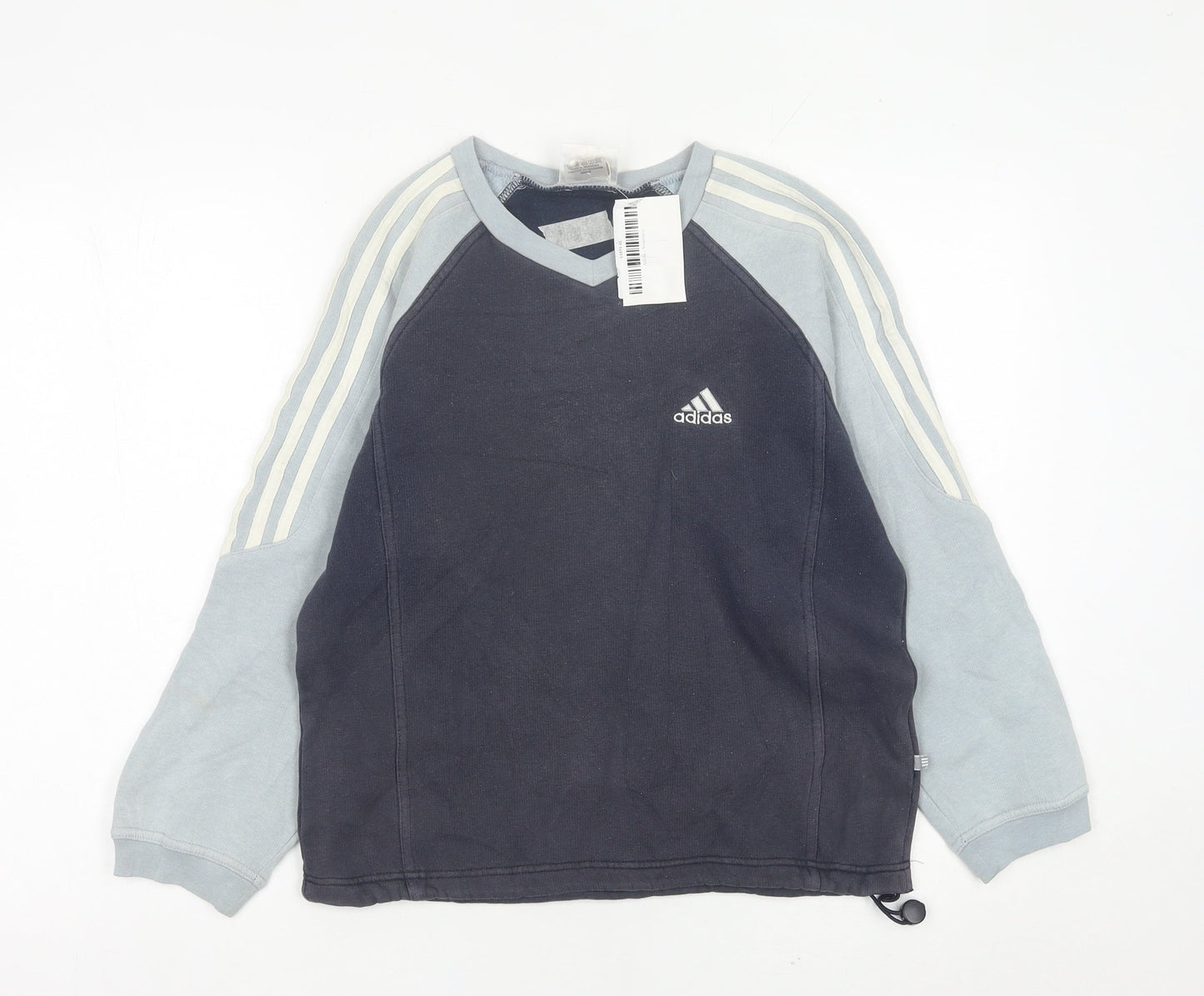 Adidas Boys Blue Pullover Sweatshirt 10 Years V-Neck Logo Sportswear