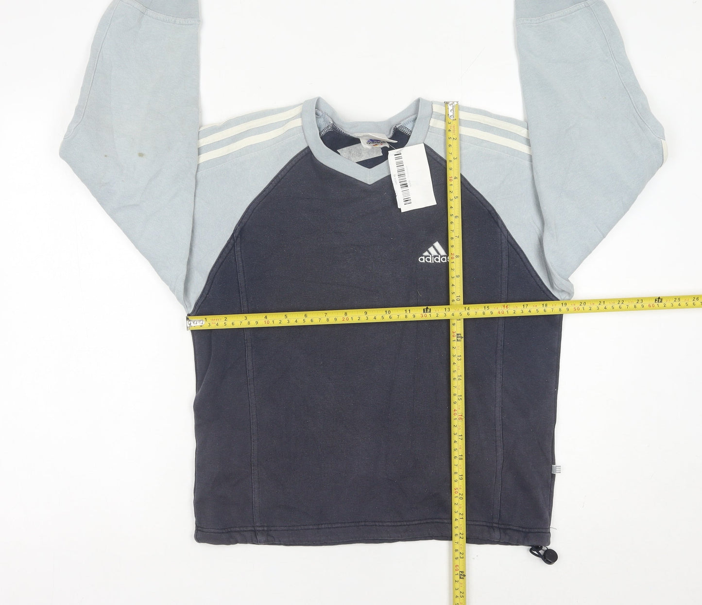 Adidas Boys Blue Pullover Sweatshirt 10 Years V-Neck Logo Sportswear