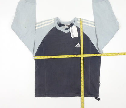 Adidas Boys Blue Pullover Sweatshirt 10 Years V-Neck Logo Sportswear