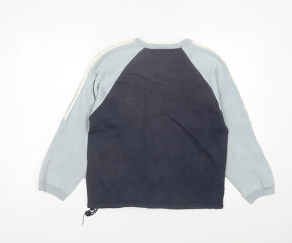 Adidas Boys Blue Pullover Sweatshirt 10 Years V-Neck Logo Sportswear