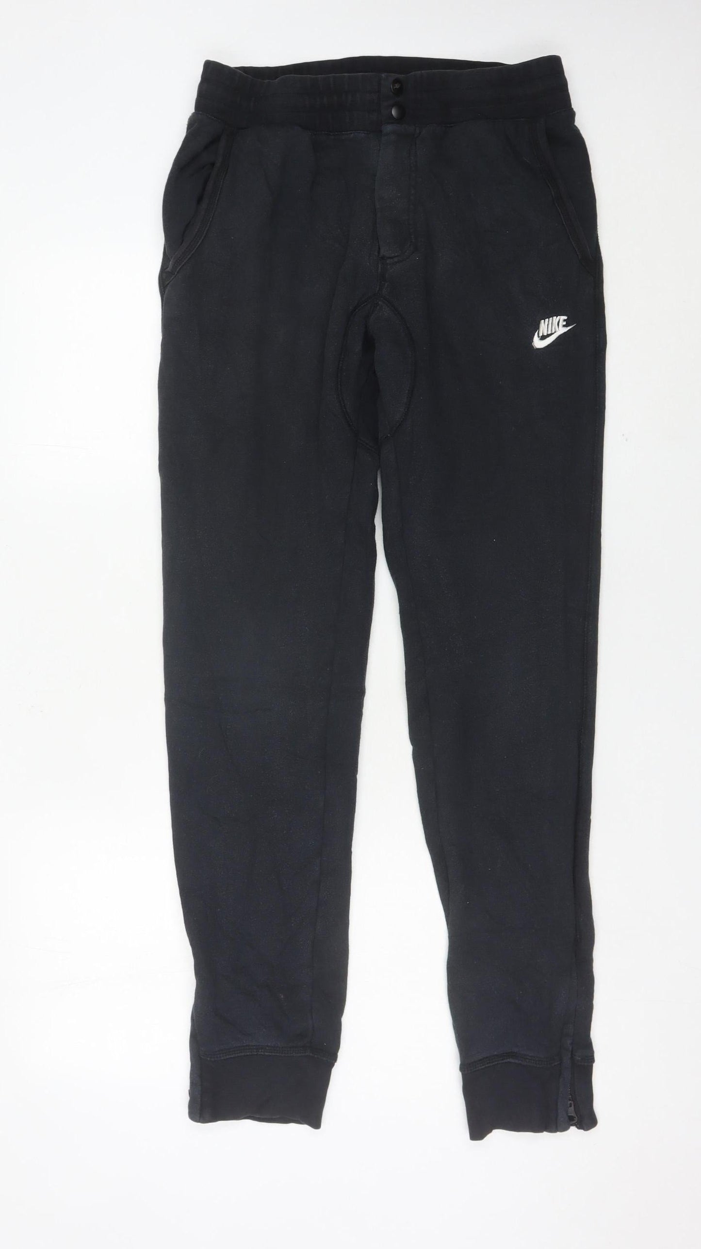 Nike Men’s Black Jogger Sweatpants M Cotton Fleece Tapered