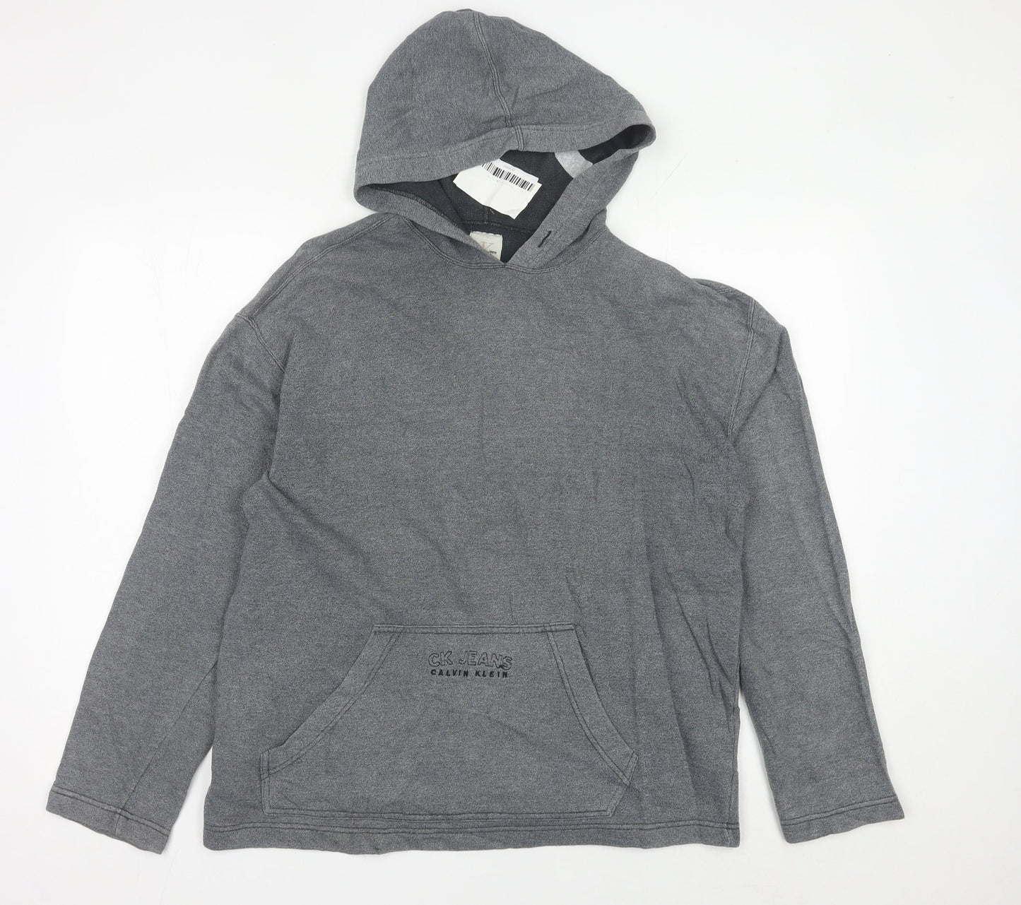 Mens UK Size L Calvin Klein Jeans Grey Pullover Hoodie