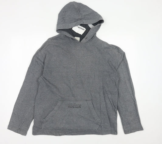Mens UK Size L Calvin Klein Jeans Grey Pullover Hoodie