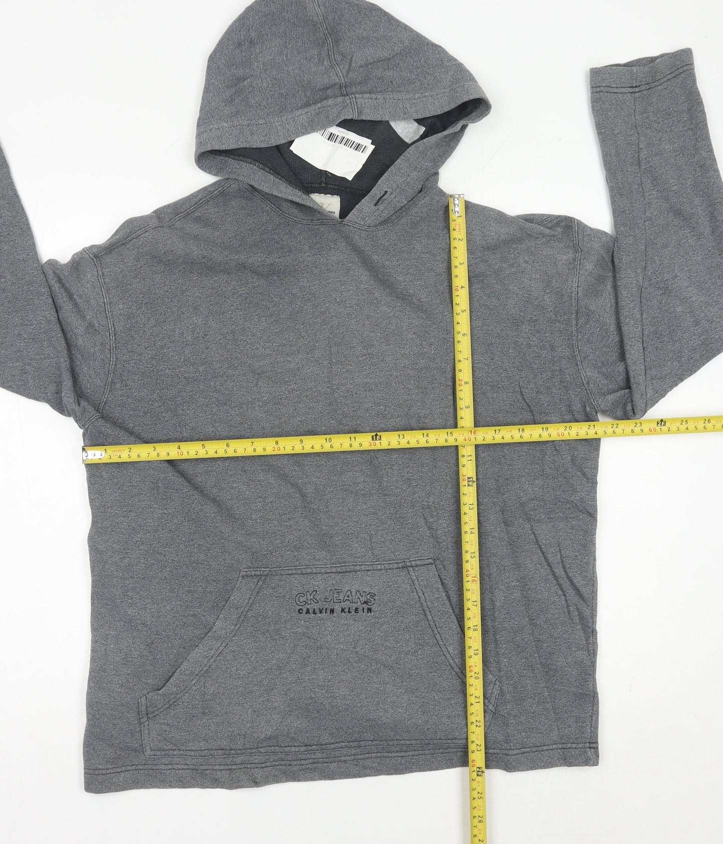 Mens UK Size L Calvin Klein Jeans Grey Pullover Hoodie