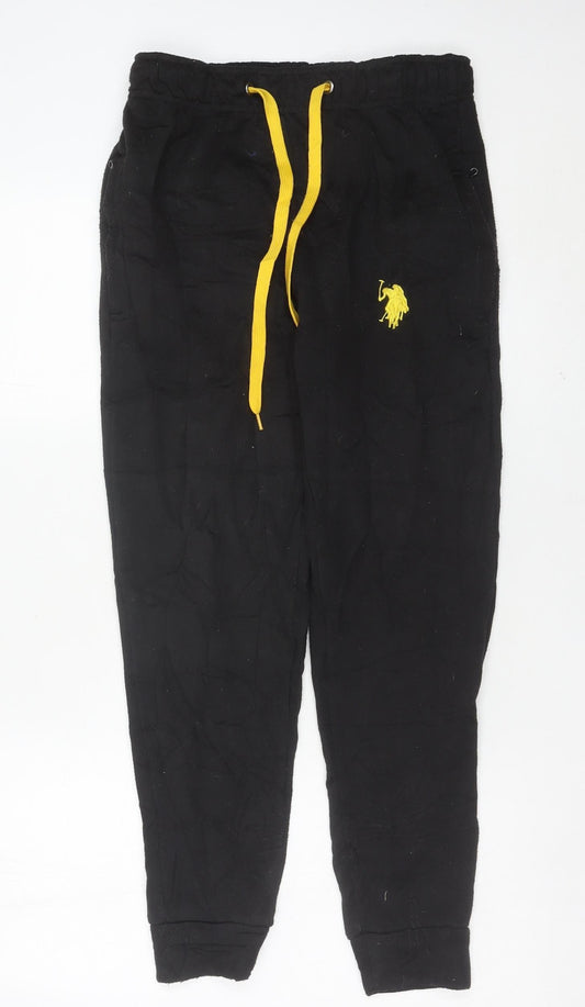 Mens UK Size S U.S. Polo Assn. Regular Fit Jogger Black Trousers