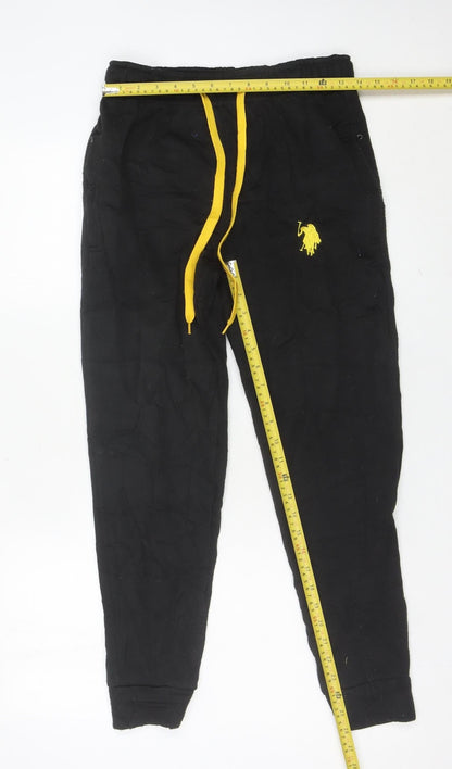 Mens UK Size S U.S. Polo Assn. Regular Fit Jogger Black Trousers