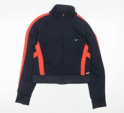 Nike Womens Blue Orange Track Jacket Size 10 Slim Fit Activewear