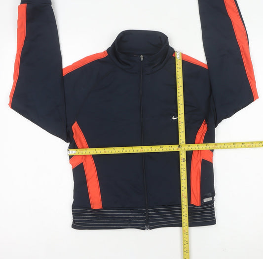 Nike Womens Blue Orange Track Jacket Size 10 Slim Fit Activewear