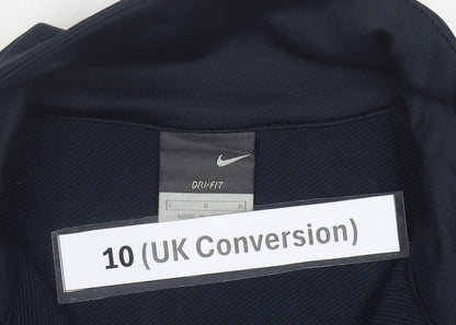 Nike Womens Blue Orange Track Jacket Size 10 Slim Fit Activewear