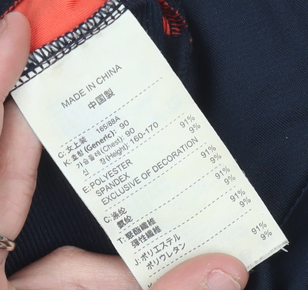 Nike Womens Blue Orange Track Jacket Size 10 Slim Fit Activewear