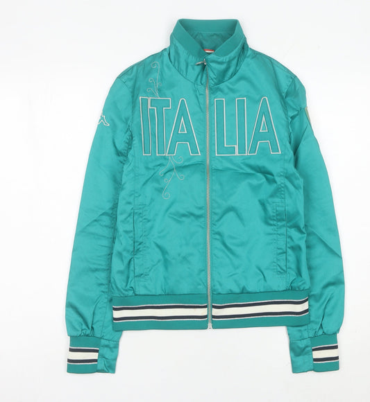 Kappa Womens Green Track Jacket Size 8 Italia Logo Full Zip