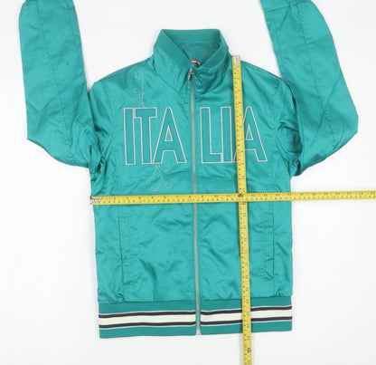 Kappa Womens Green Track Jacket Size 8 Italia Logo Full Zip