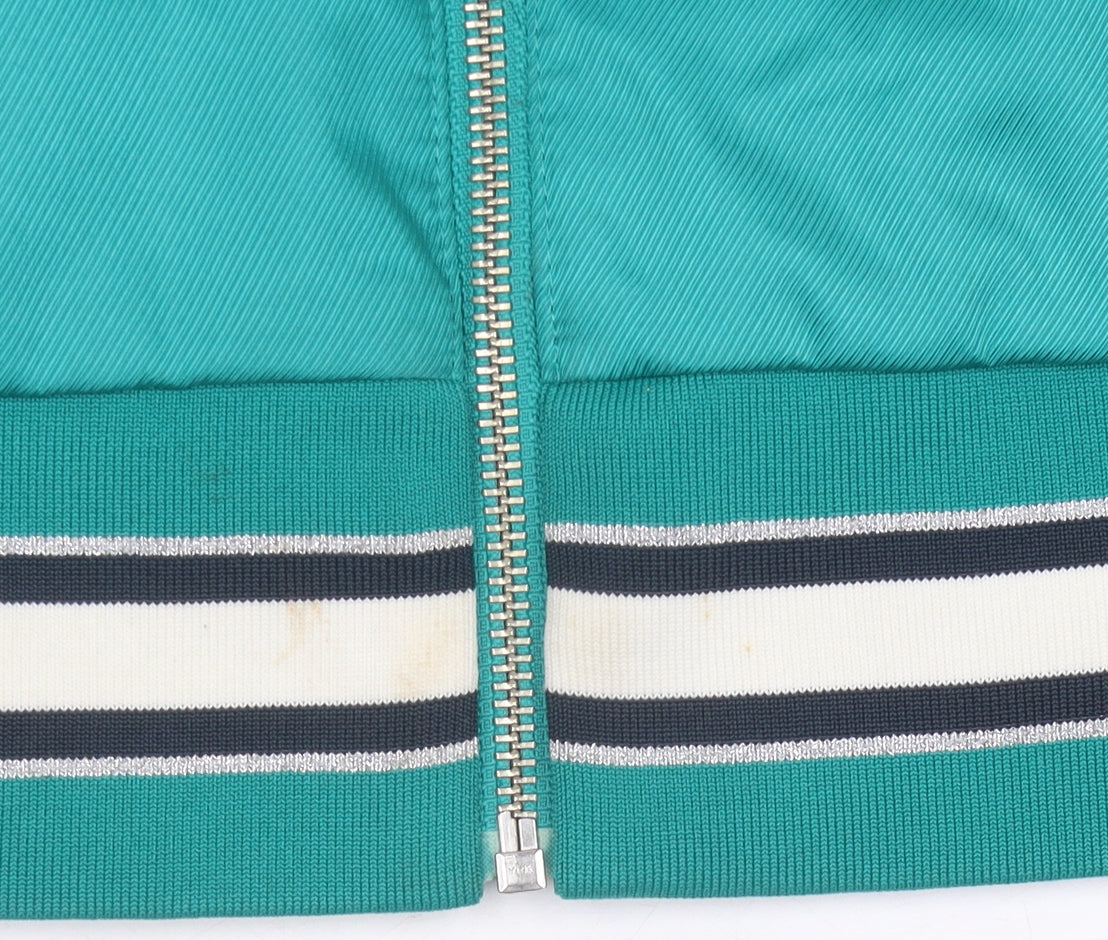 Kappa Womens Green Track Jacket Size 8 Italia Logo Full Zip